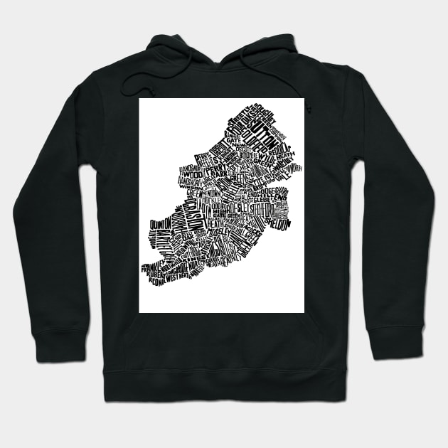 Birmingham City word Map Hoodie by madein1874